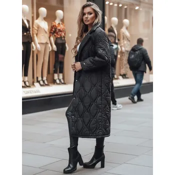 Dámský kabát Černý dámský dlouhý prošívaný kabátek TRENDIFY TY4378z Velikost: XL