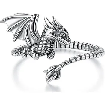 Prsten Nastavitelný stříbrný dračí prsten s křídly | prsten, šperk - CQR1134-E
