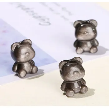 Přívěsek Třpytivý obsidiánový přívěsek medvídek | korálek