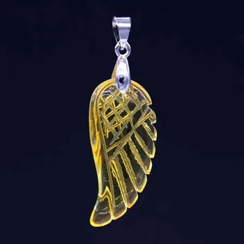 Přívěsek Andělská křídla z přírodního krystalu | ochranný přívěsek, spirituální šperk 1 ks - Man Made Citrine