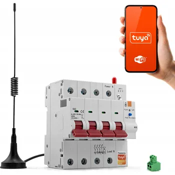 IP kamera 3fázový jistič s WiFi, 4P Tuya 63A 6kV, měření spotřeby energie, s anténou