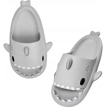 Dámská obuv SILNÉ Protiskluzové NAZOUVÁKY K BAZÉNU ŽRALOCI PAPUČE SHARK ŠEDÉ 42-43