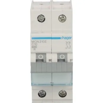 vypínač MCB Nadproudový spínač 6kA 2P C 10A MCN210E HAGER