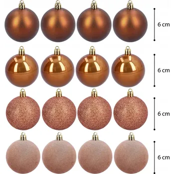 Vánoční ozdoba Sada vánočních baněk ozdób brązowe měděné 6 cm 16 kusů nerozbitných