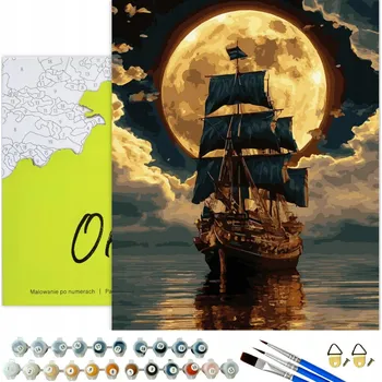 Obraz MALOVÁNÍ PODLE ČÍSEL Krajina se zlatou barvou NA ČERNÉM PLÁTNĚ s Rámem 40x50