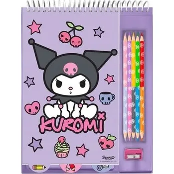 Zápisník Zápisník s pastelkami a ořezávátkem Kuromi KU00014 Kids Euroswan
