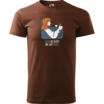 Pánské tričko Sablio Tričko s potiskem Ano, jsem řidička - hnědé S