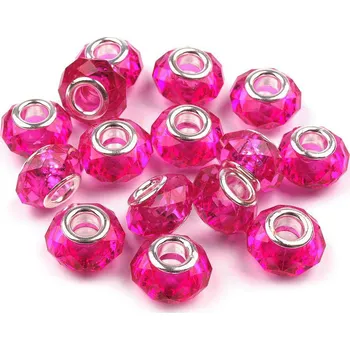 Dětské navlékací korálky Plastové korálky s ploškami s velkým průvlekem 14,5x9 mm, velké, 21 růžová malinová