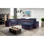 Rozkládací sedací souprava do U LEXIA - fialová / tmavě modrá, levý roh