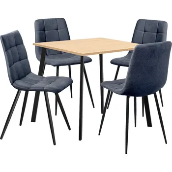 Jídelní set IdeaNabytek Jídelní stůl 80x80 BERGEN dub + 4 židle BERGEN šedá