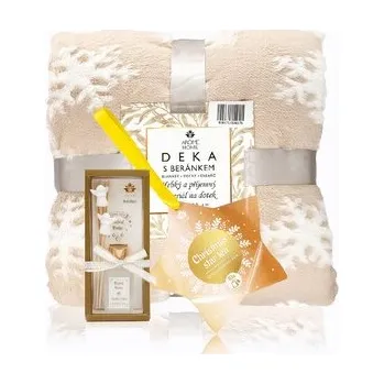 Vánoční dekorace HOME ELEMENTS Vánoční set beránková deka Vločka , čaj hvězda a difuzér