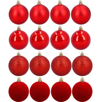 Vánoční dekorace Vánoční Baňky choinkowe plastikowe czerwone 5 cm, sada 16 kusů, mix