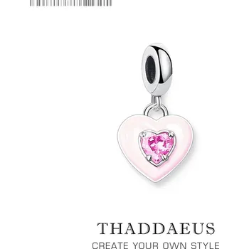 Přívěsek Stříbrný přívěsek s růžovým srdcem | šperk - Kroužek
