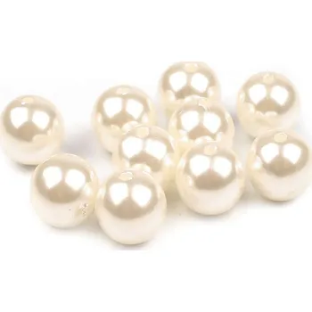 Dětské navlékací korálky Plastové voskové korálky / perly Glance Ø12 mm, malé, F1 krémová světlá