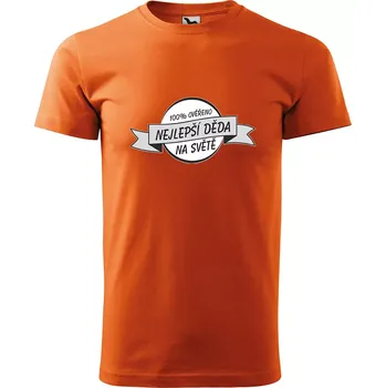Pánské tričko Sablio Tričko s potiskem Nejlepší děda na světě - ověřeno - oranžové S