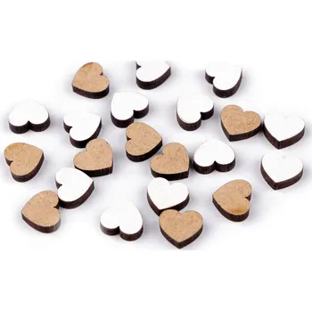 Dřevěné srdce mini k nalepení Ø10 mm, malé, 1 bílá přírodní