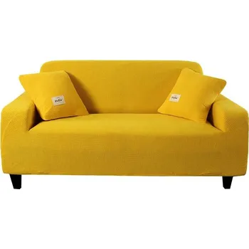 Napínací potah Elastický potah na sedačku geometrický design | dekorace - Žluť , 2 sedadla