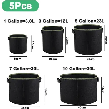 Pěstební box Textilní květináče a pěstební pytle | truhlíky - 5dílná smíšená sada