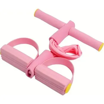 Odporová posilovací guma s pedálem | fitness pomůcka - Růžový