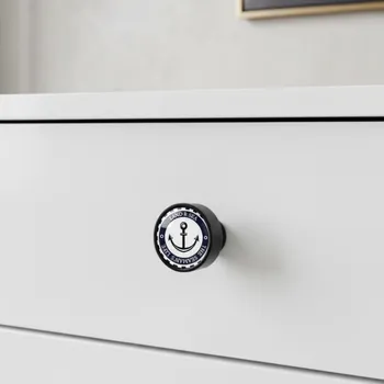 Nábytkové kování Interex design Dřevěná úchytka knopka ARSIA / Černá - motiv kotvy