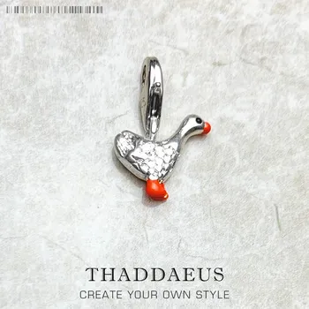 Přívěsek Stříbrný přívěsek husa ruční výroba | šperk - Spona na humra