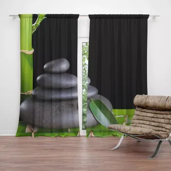 Závěs Sablio Závěs Bambus a kameny: 2ks 140x250cm