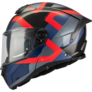 Helma na motorku MT Helmets Výklopná helma na motorku MT Atom 2 SV Dexter B15 modro-černo-červená M