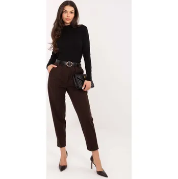 RUE PARIS Elegantní kalhoty Denee tmavě hnědé Velikost: S