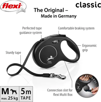 Vodítko pro psa Flexi Vodítko Classic M pásek 5m černé