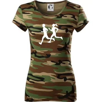 Dámské tričko Bezci - žena a muž (Moňas) - Dámské maskáčové triko - L ( Hnědý maskáč )