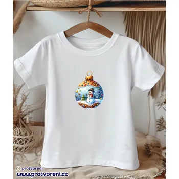 Chlapecké tričko Trička s potiskem Tričko s potiskem, dětské, PERNÍČEK VÁNOČNÍ KOULE SE SNĚHULÁKEM, 1 ks zvolte VELIKOST trička ZDE:: 7/8 let Beagle