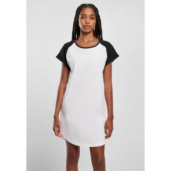 Pánské tričko Ladies Contrast Raglan Tee Dress - white/black 4XL