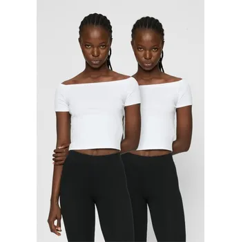 Pánské tričko Ladies Organic Off Shoulder Rib Tee 2-Pack - white+white 3XL