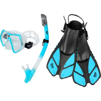 Potápěčská maska ACRA Šnorchlovací dětský set Maska Šnorchl Ploutve 36-41 světle modrý 3v1 | 48550