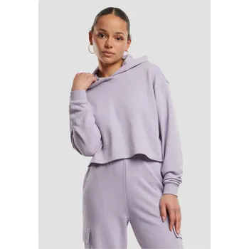 Dámská mikina Ladies Oversized Cropped Light Terry Hoodie - dustylilac XL