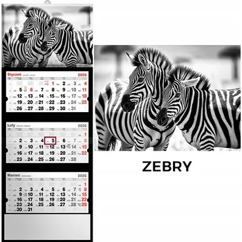 Obraz TRÍDÍLNÝ KALENDÁŘ 2026 VELKÝ NÁSTĚNNÝ KRAJINA MĚSTA POLSKO PRO KANCELÁŘ ZEBRA