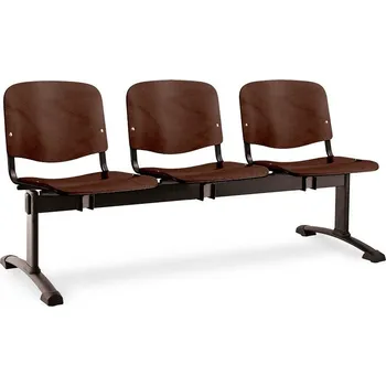 Dřevěné lavice ISO, 3-sedák, černé nohy - ořech + doprava ZDARMA