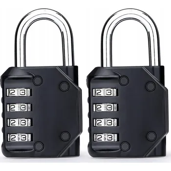 Visací zámek Visací zámek s 4-místným kódem na skříňky kufry Černý Set 2ks