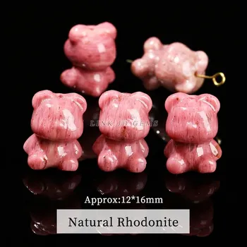 Přívěsek Přírodní kámen va tvaru medvídka | přívěsek 1 ks - rodonit