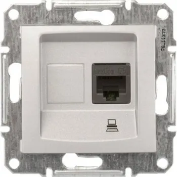 Elektrická zásuvka Internetová zásuvka nástěnná Schneider Electric stříbrná
