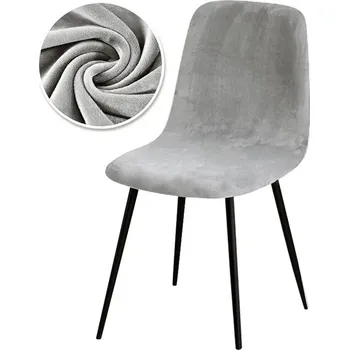 Potah na židli Velvet elastický potah na židli | bytové doplňky - světle šedá - 1 ks