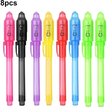 12/14 ks Neviditelné kouzelné pero s UV světlem pro tajné zprávy | špionážní pero, dětský dárek - 8 ks