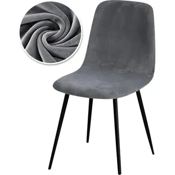 Potah na židli Velvet elastický potah na židli | bytové doplňky - tmavě šedá - 1 ks