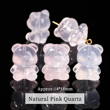 Přívěsek Přírodní kámen va tvaru medvídka | přívěsek 1 ks - Růžový křemen