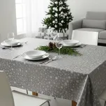 Ubrus PVC s textilním podkladem 1096/2 vánoční, bílé vločky na stříbrné, š.140cm (metráž)