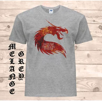 panske-levne-bavlnene-vtipne-tricko-potisk-drak-Targaryen Barva: Grey melange - šedá směs, velikost: 4XL