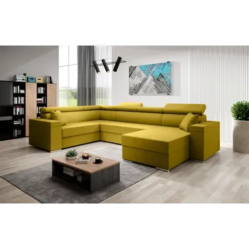 Sedací souprava Rozkládací sedací souprava do U LEXIA - žlutozelená, levý roh