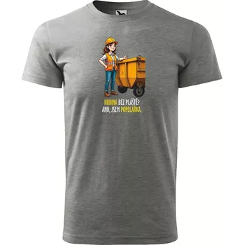 Pánské tričko Sablio Tričko s potiskem Ano, jsem popelářka - šedé 5XL