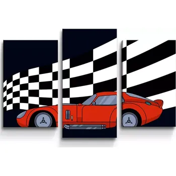 Obraz Sablio Obraz - 3-dílný Závodní auto - 75x50 cm