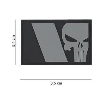 Nášivka Gumová nášivka 101 Inc FR vlajka Punisher - šedá-černá